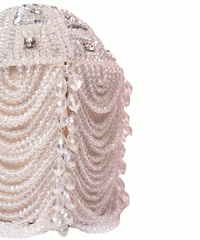 Evara Silver Georgette Embellished Bucket Bag