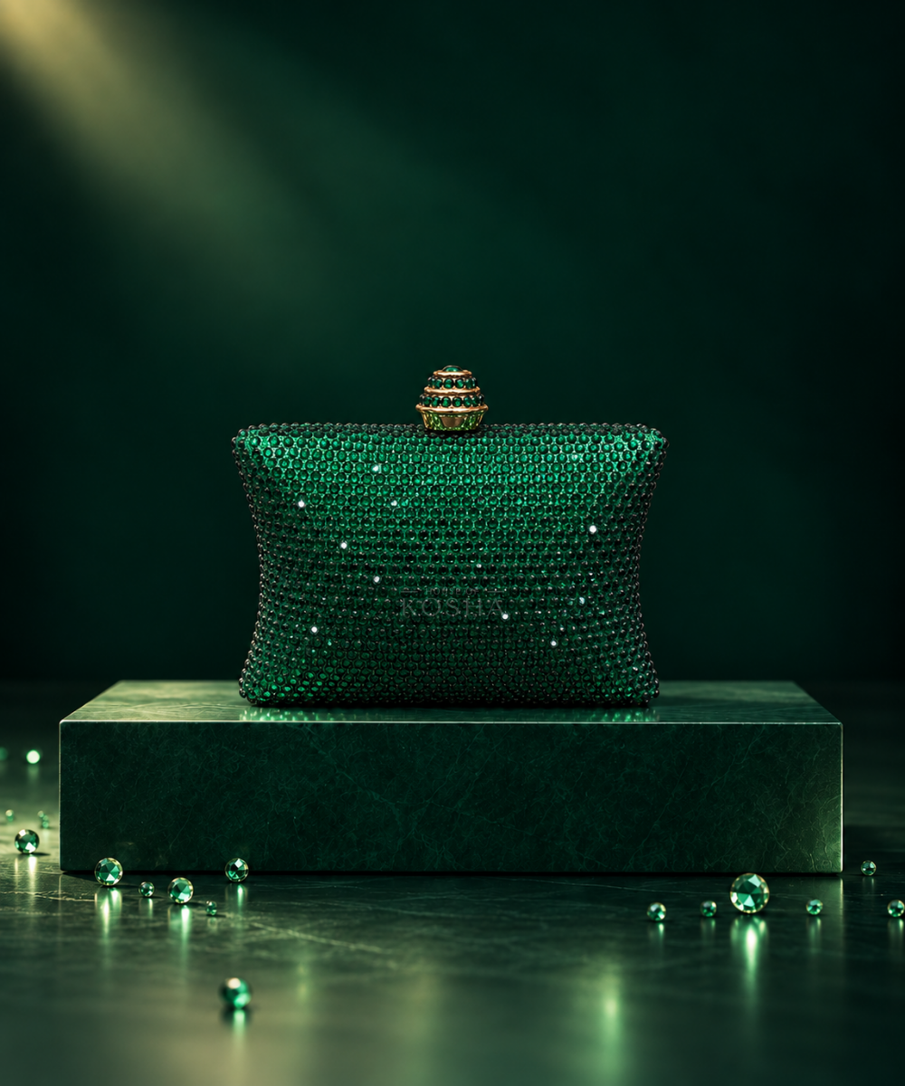 Pixie Green Rhinestone Pillow Clutch