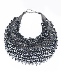 Ophelia Silver Suede Embellished Hobo Bag