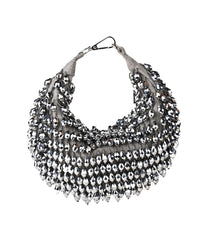 Ophelia Silver Suede Embellished Hobo Bag