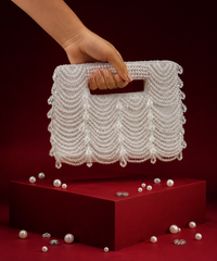Amyra Silver Suede Handcrafted Clutch