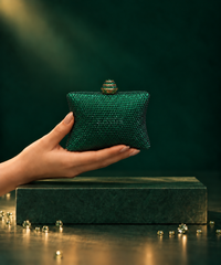 Pixie Green Rhinestone Pillow Clutch
