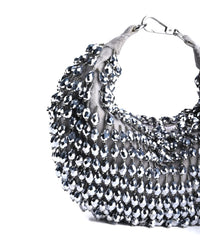 Ophelia Silver Suede Embellished Hobo Bag
