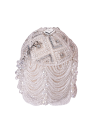Evara Silver Georgette Embellished Bucket Bag