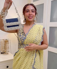 Elana Denim Pearl Embellished Mini Bag