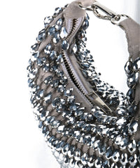Ophelia Silver Suede Embellished Hobo Bag