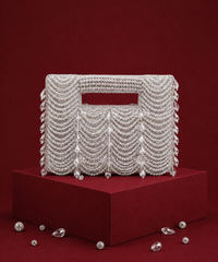 Amyra Silver Suede Handcrafted Clutch