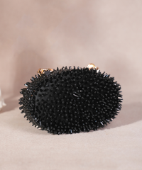 Celeste Black Suede Embellished Clutch