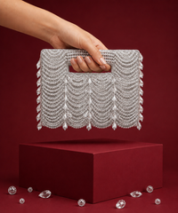 Amyra Silver Suede Handcrafted Clutch