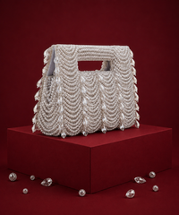 Amyra Silver Suede Handcrafted Clutch