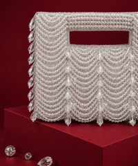 Amyra Silver Suede Handcrafted Clutch
