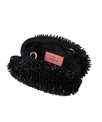 Celeste Black Suede Embellished Clutch