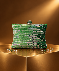 Pixie Green Ombre Rhinestone Pillow Clutch