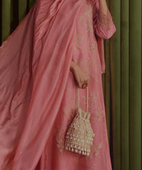 Zarah Ivory Pearl Suede Embellished Potli- House of Kosha -4