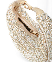 Fiza Ivory Suede Embelished Hobo Bag