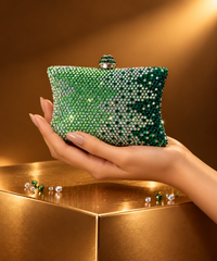 Pixie Green Ombre Rhinestone Pillow Clutch