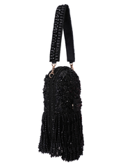 Azmat Black Suede Embellished Capsule Bag
