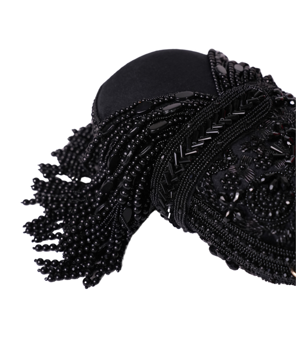 Azmat Black Suede Embellished Capsule Bag