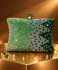 Pixie Green Ombre Rhinestone Pillow Clutch
