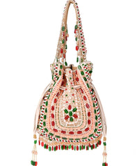 Aiza Multicolor Suede Embellished Potli