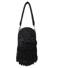Azmat Black Suede Embellished Capsule Bag