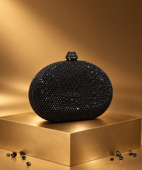 Nova Black Rhinestone Oval Clutch