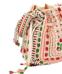 Aiza Multicolor Suede Embellished Potli