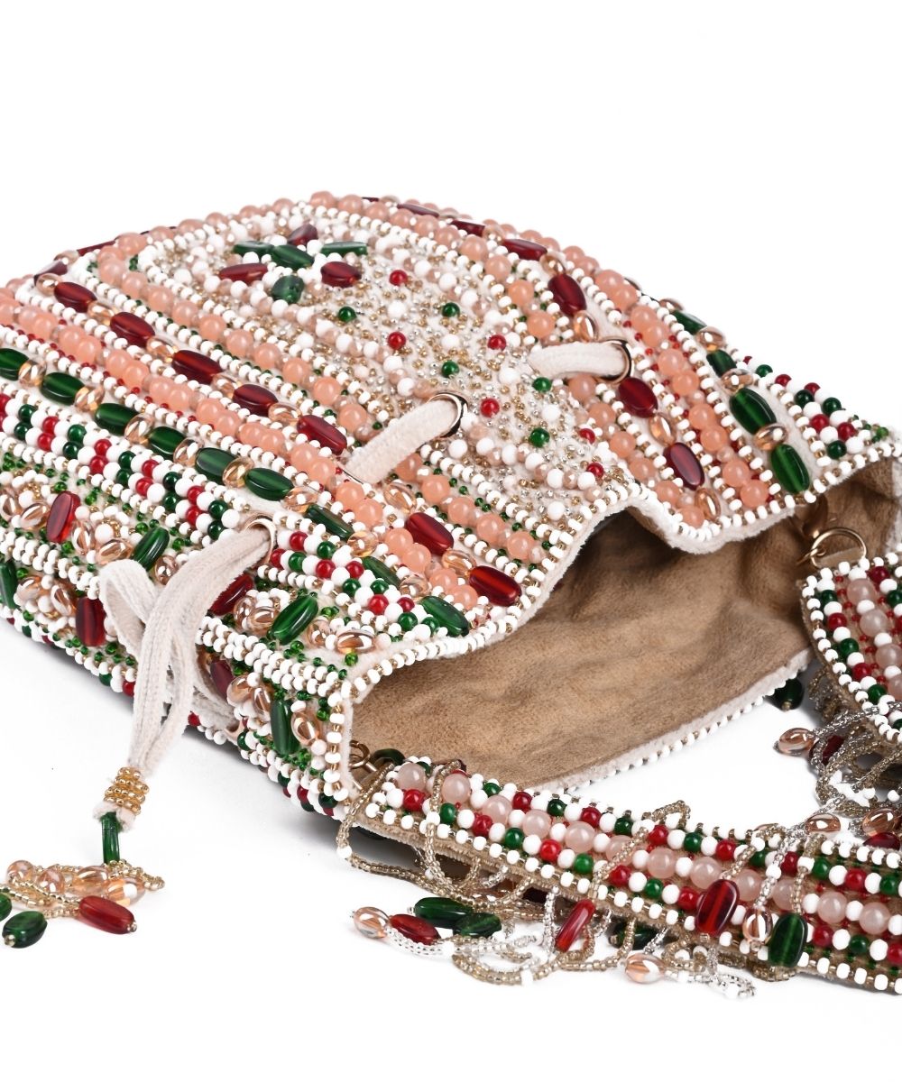 Aiza Multicolor Suede Embellished Potli