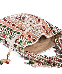 Aiza Multicolor Suede Embellished Potli