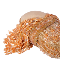Azmat Gold Suede Embellished Capsule Bag