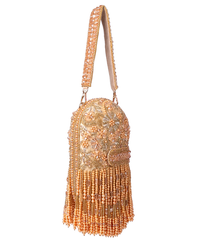 Azmat Gold Suede Embellished Capsule Bag