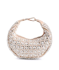 Fiza Ivory Suede Embelished Hobo Bag