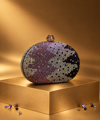 Nova Purple Ombre Rhinestone Oval Clutch