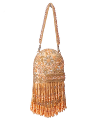 Azmat Gold Suede Embellished Capsule Bag