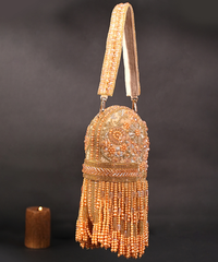 Azmat Gold Suede Embellished Capsule Bag