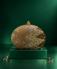 Nova Gold Ombre Rhinestone Oval Clutch
