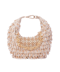 Alara Ivory Pastel Suede Embellished Hobo Bag