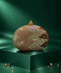 Nova Gold Ombre Rhinestone Oval Clutch
