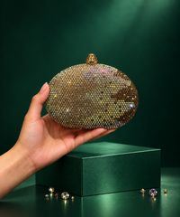 Nova Gold Ombre Rhinestone Oval Clutch