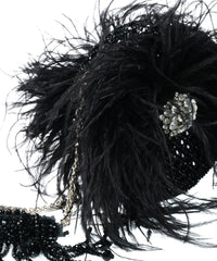 Kiraz Black Suede Embellished Clutch