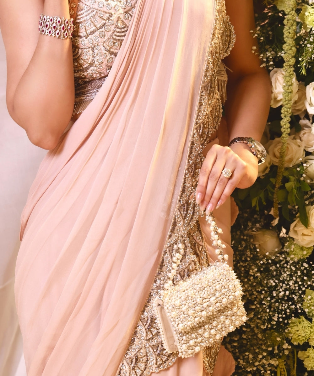 Aria Ivory Suede Pearl Embellished Mini Bag