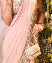 Aria Ivory Suede Pearl Embellished Mini Bag