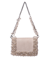 Aliya Ivory Suede Pearl Embellished Mini Bag