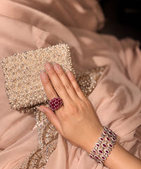 Aria Ivory Suede Pearl Embellished Mini Bag