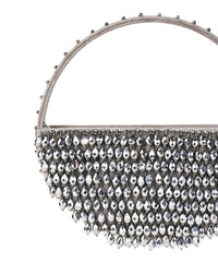 Clara Silver Suede Embellished Hand Bag