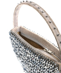 Clara Silver Suede Embellished Hand Bag