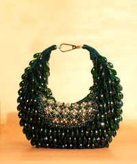 Alara Green Suede Embellished Hobo Bag