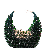Alara Green Suede Embellished Hobo Bag