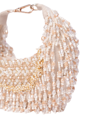 Alara Ivory Pastel Suede Embellished Hobo Bag