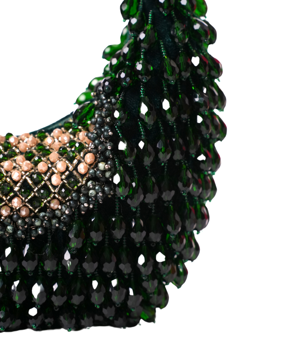 Alara Green Suede Embellished Hobo Bag